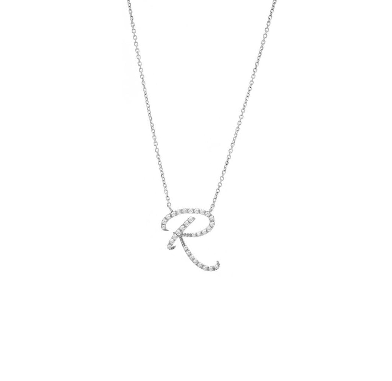 Script Initial Micro Pave Diamond Necklace