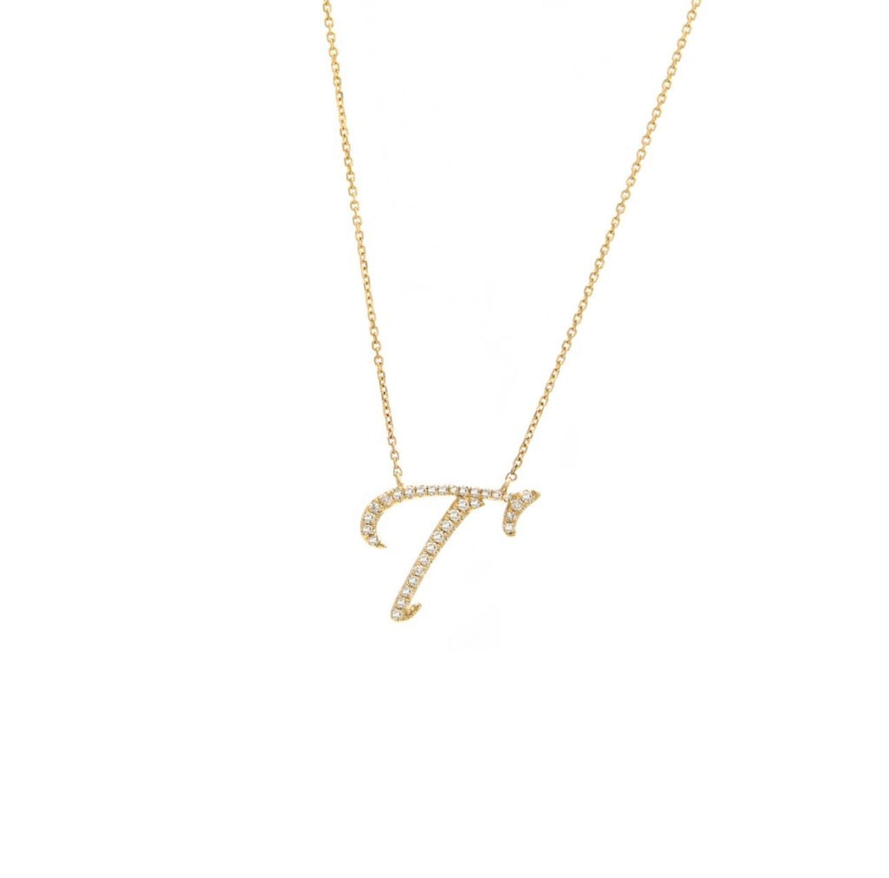 Script Initial Micro Pave Diamond Necklace