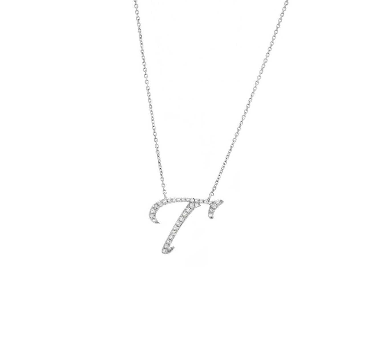 Script Initial Micro Pave Diamond Necklace