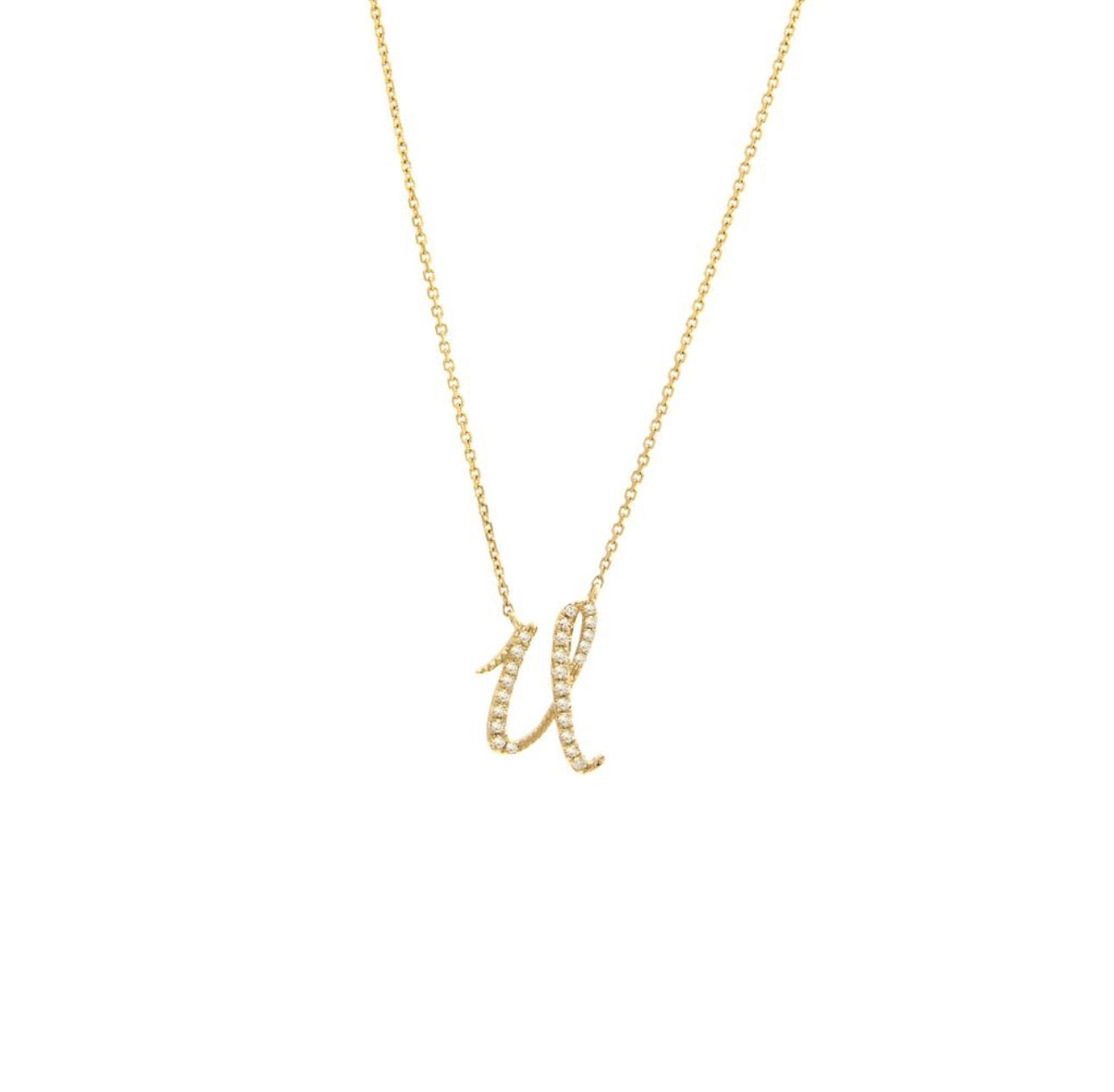 Script Initial Micro Pave Diamond Necklace