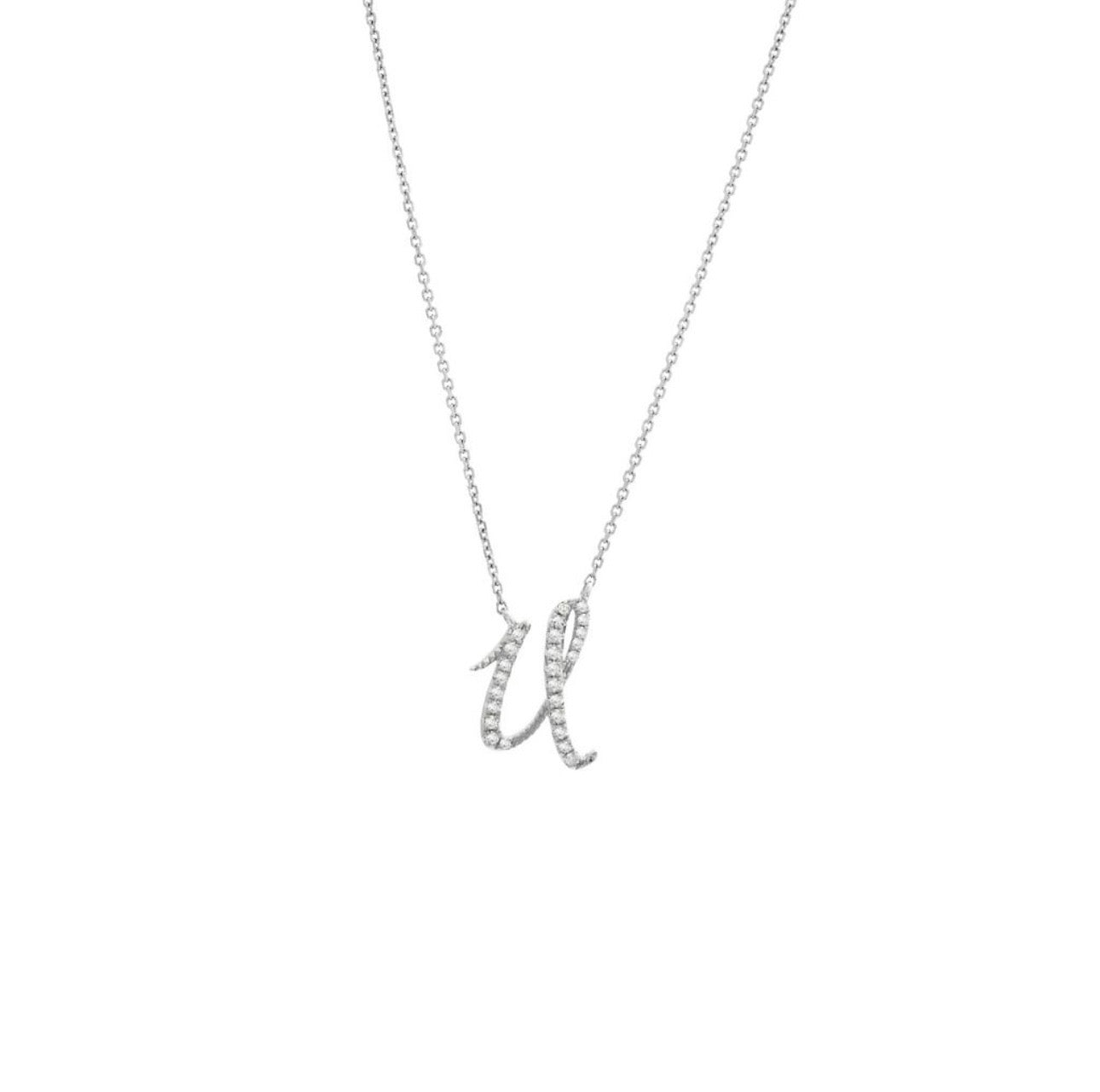 Script Initial Micro Pave Diamond Necklace