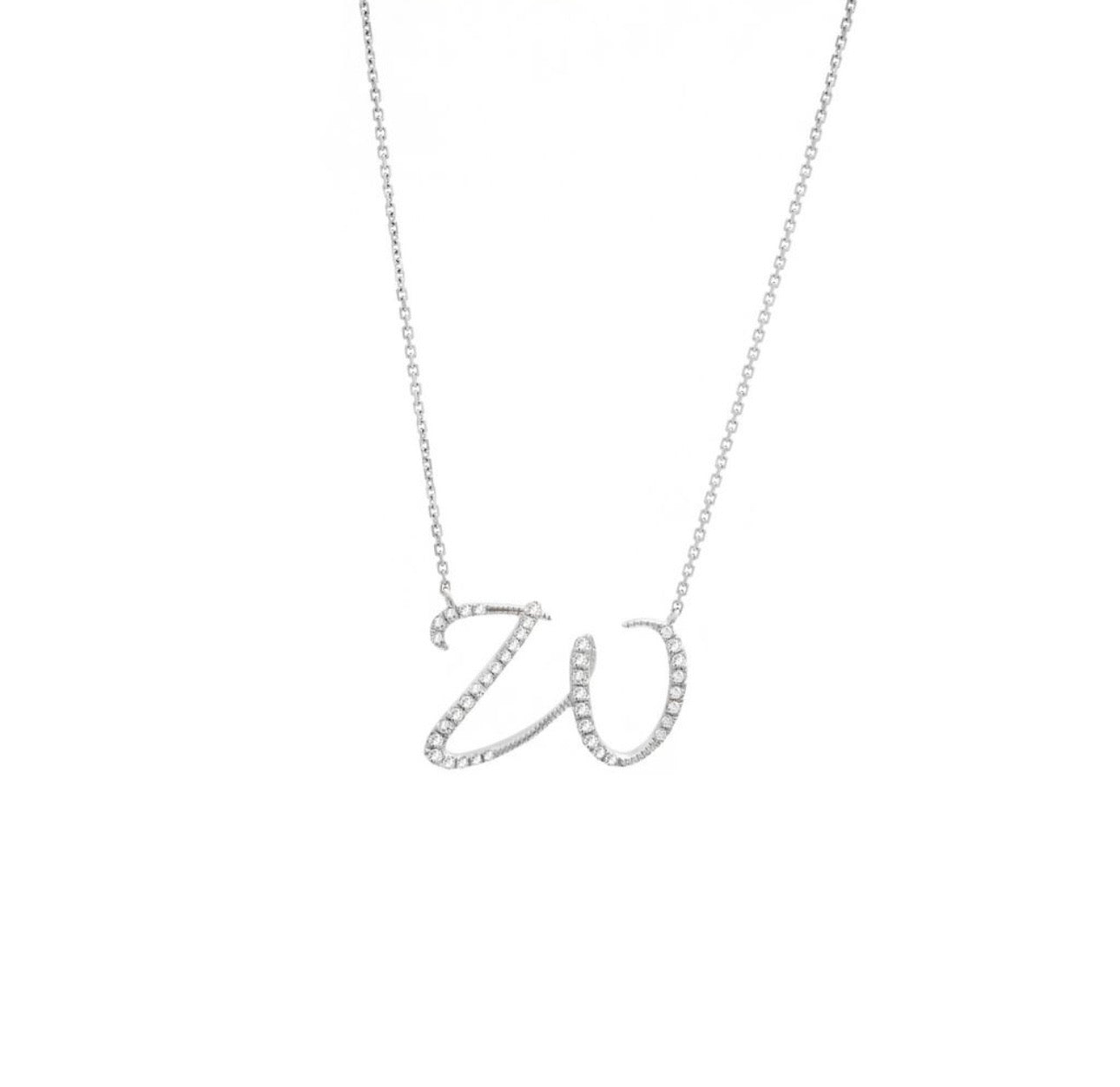 Script Initial Micro Pave Diamond Necklace