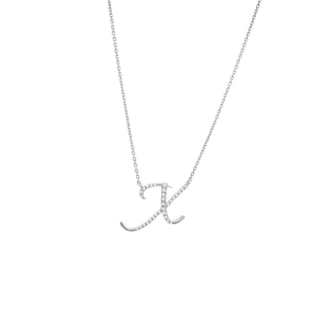 Script Initial Micro Pave Diamond Necklace