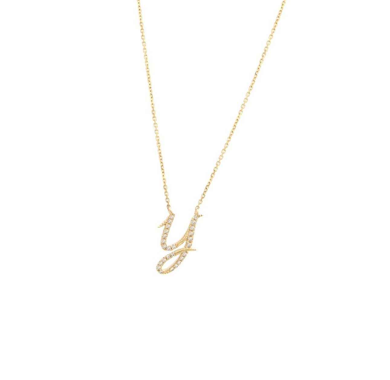 Script Initial Micro Pave Diamond Necklace