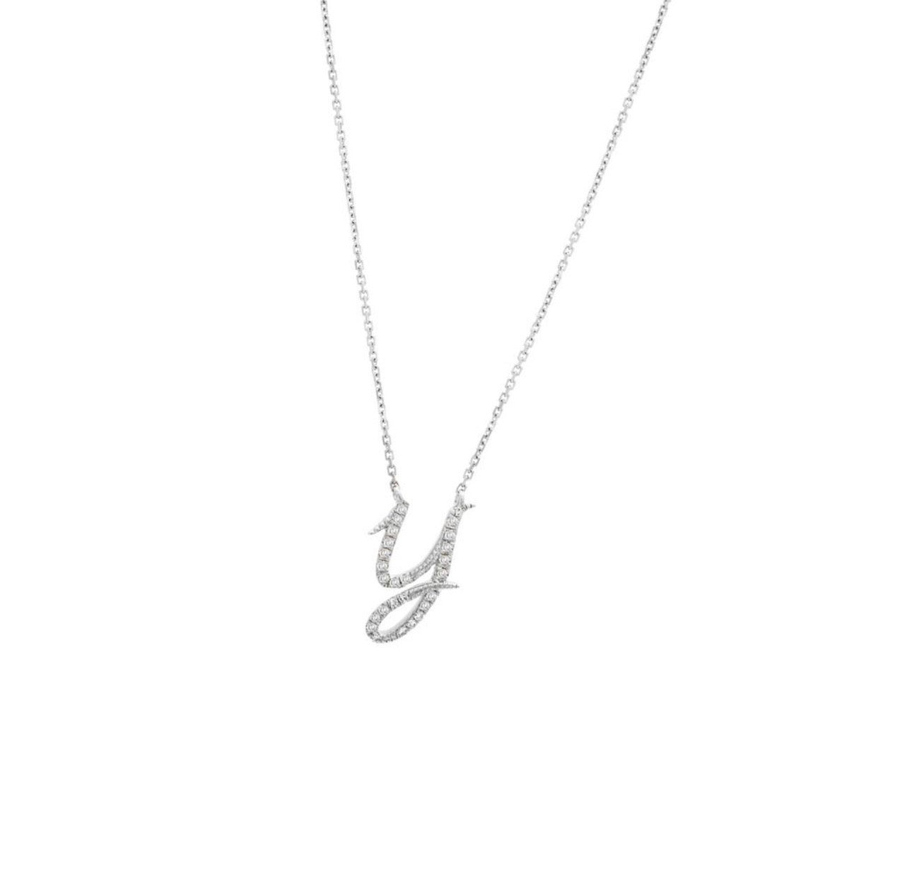 Script Initial Micro Pave Diamond Necklace