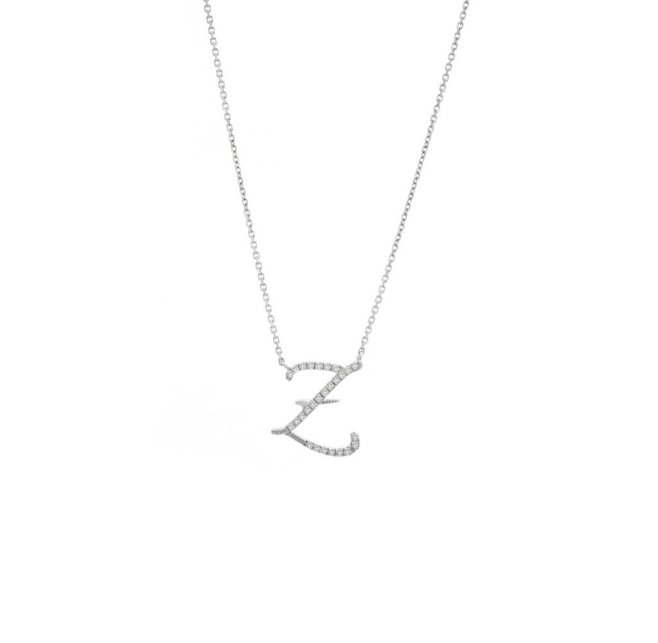 Script Initial Micro Pave Diamond Necklace