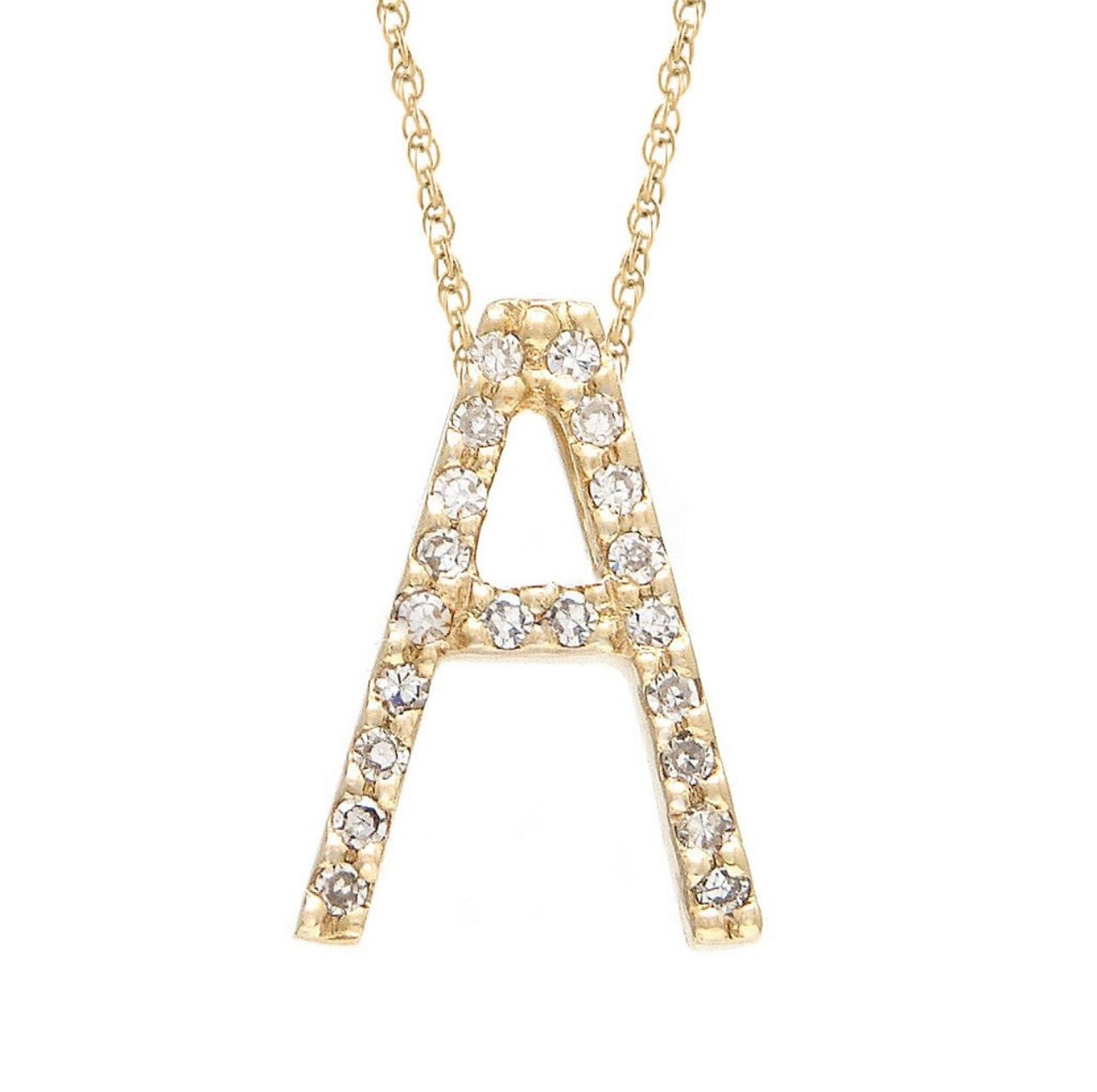 Block Initial Single Pave Diamond Pendant