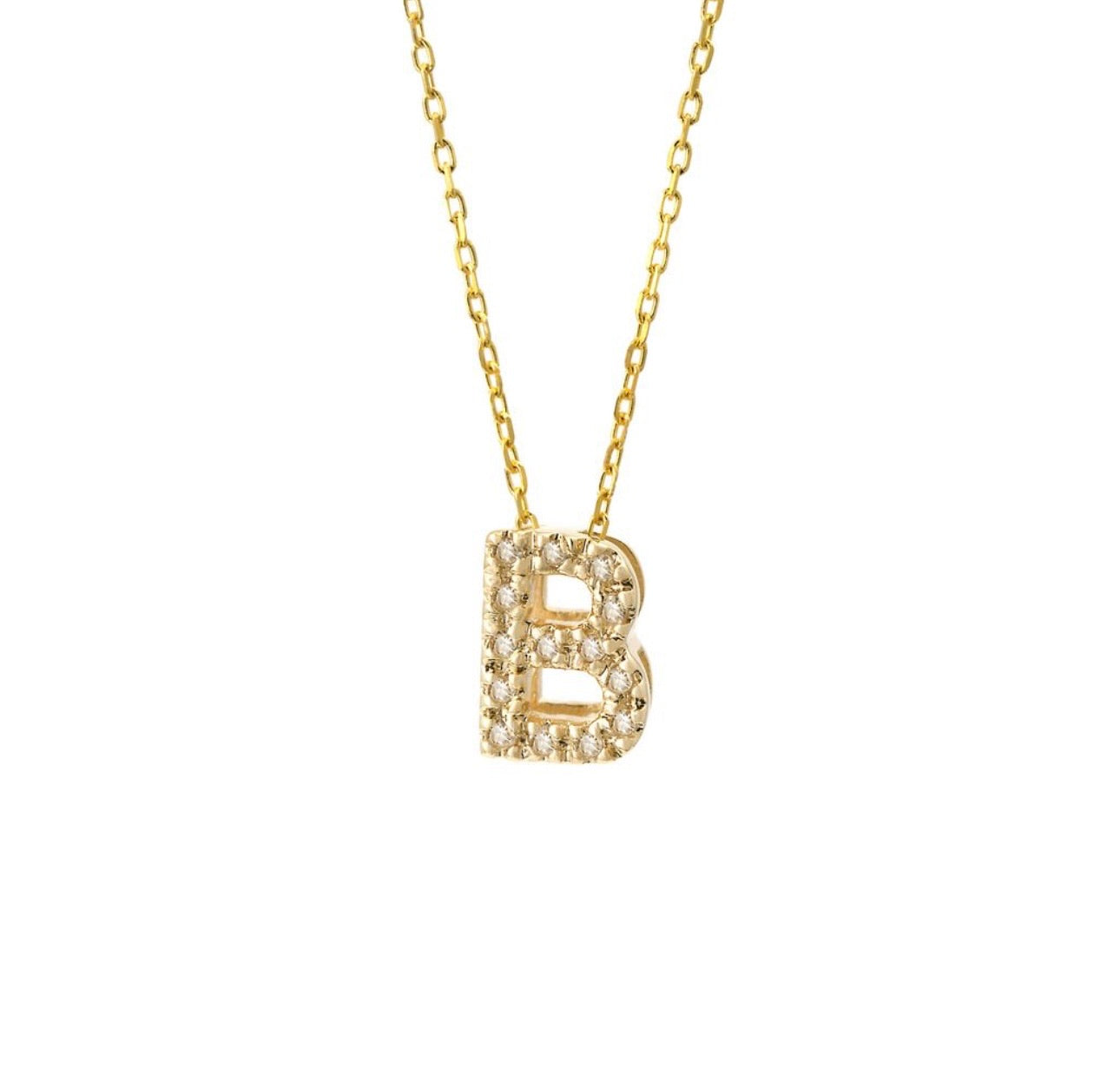 Mini Initial Single Micro Pave Diamond Necklace