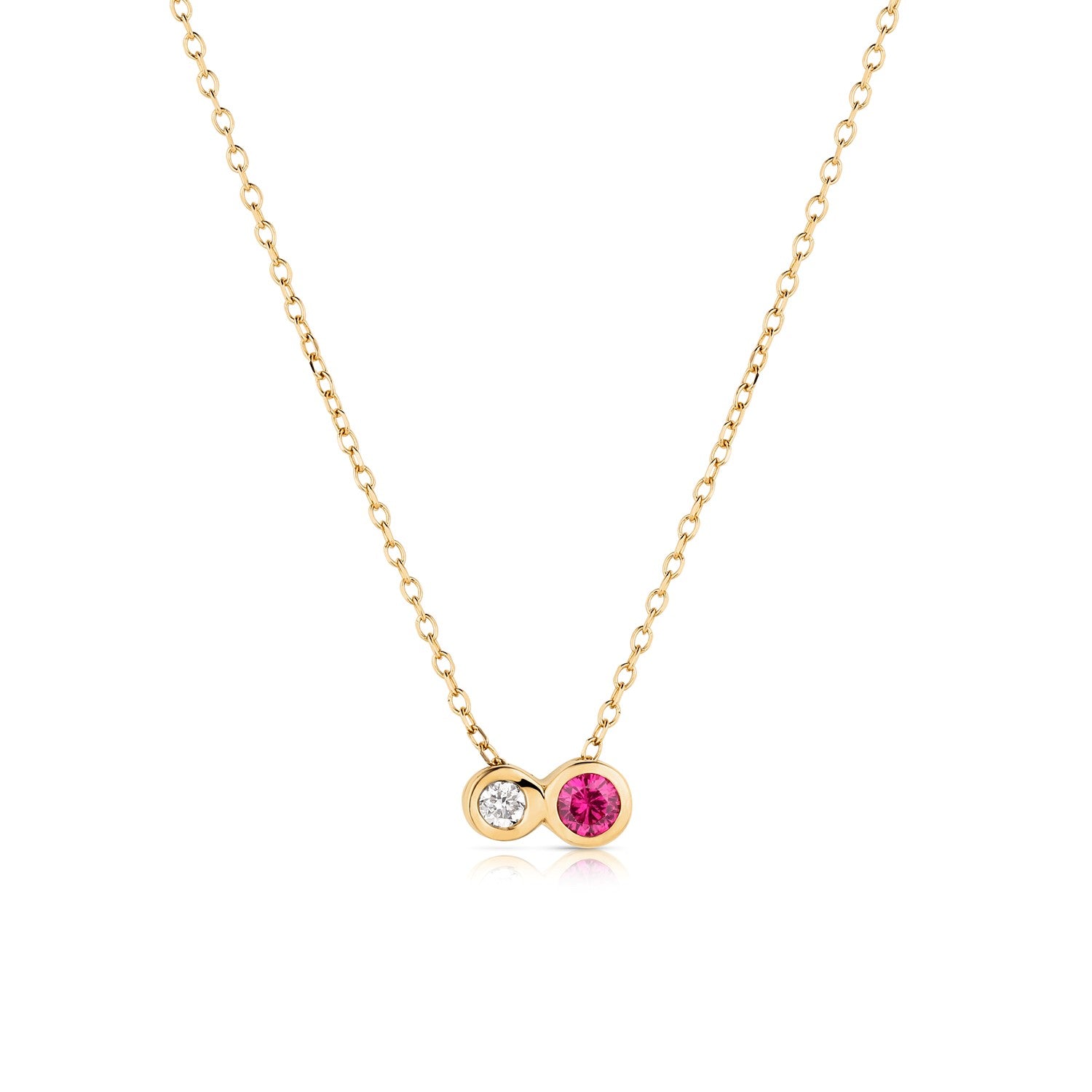 Lab Grown Diamond & Gemstone Duo Necklace