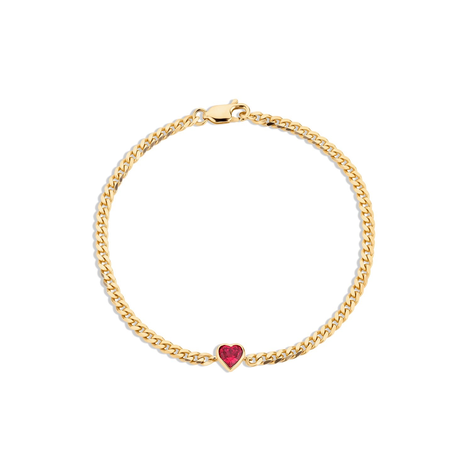 Heart Shaped Lab Grown Bezel Cuban Bracelet