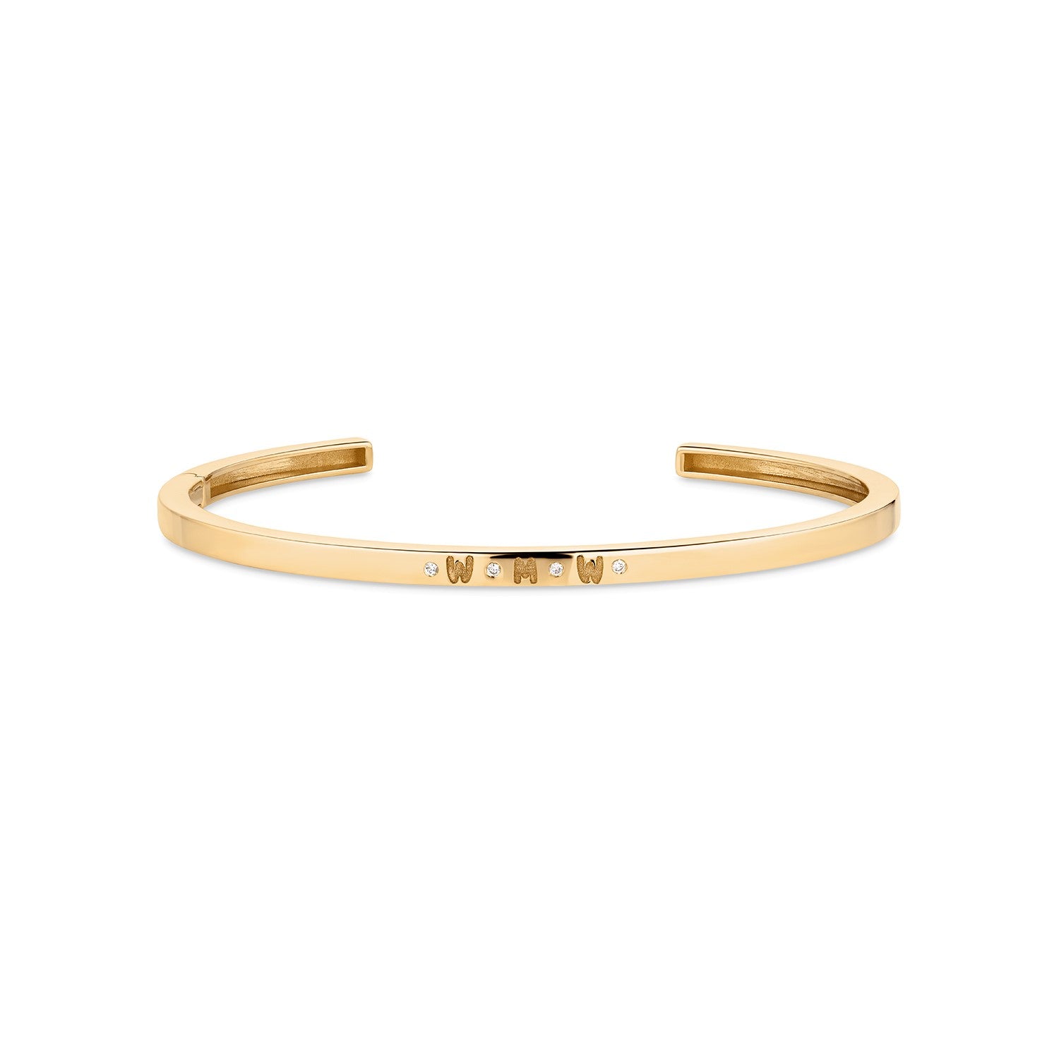 Gold Engraved Initial Diamond Cuff Bangle